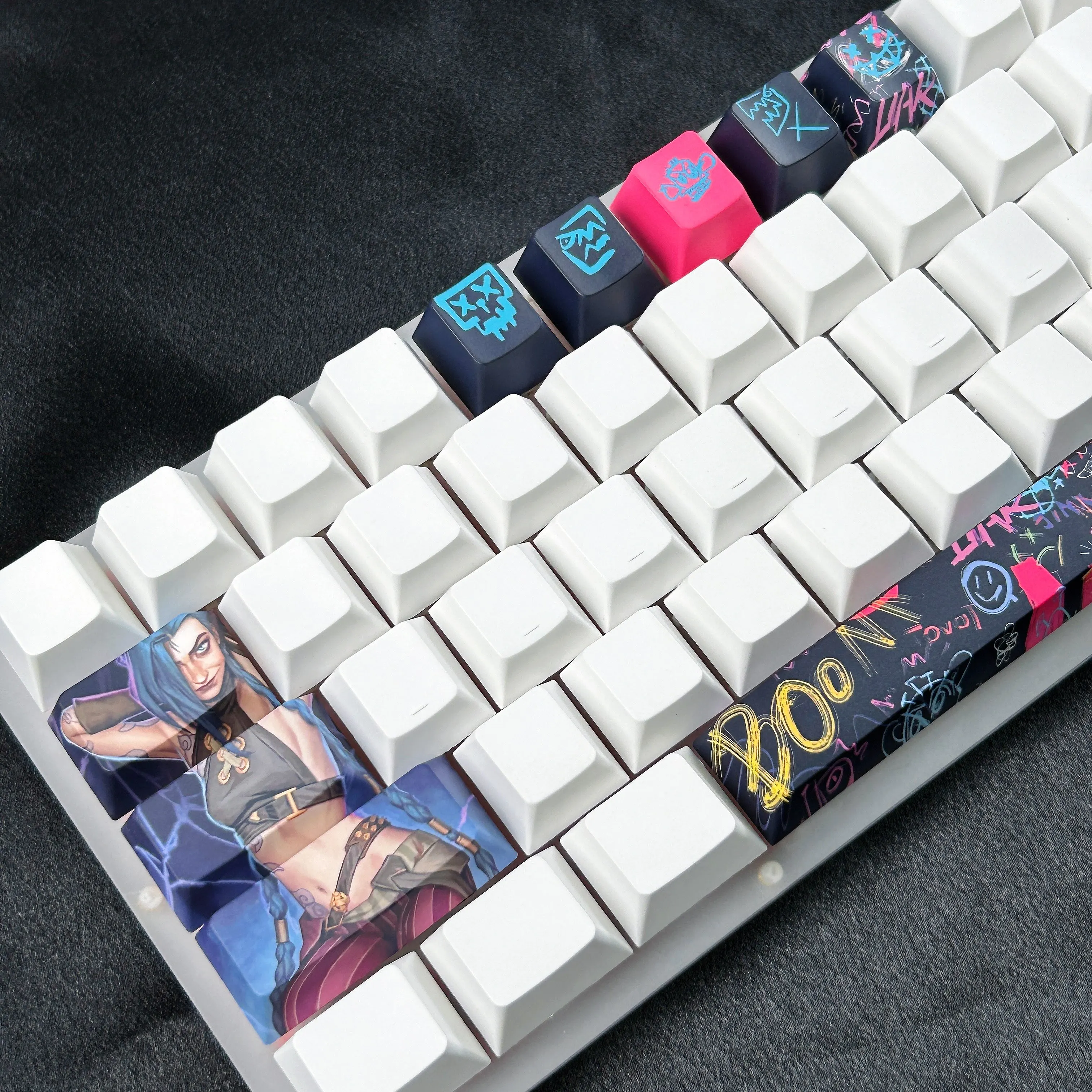 

12Keys Graffiti Jinx Keycaps Cherry Profile PBT Sublimation Personalized Supplement Key Custom Mechanical Keyboard Game Keycap