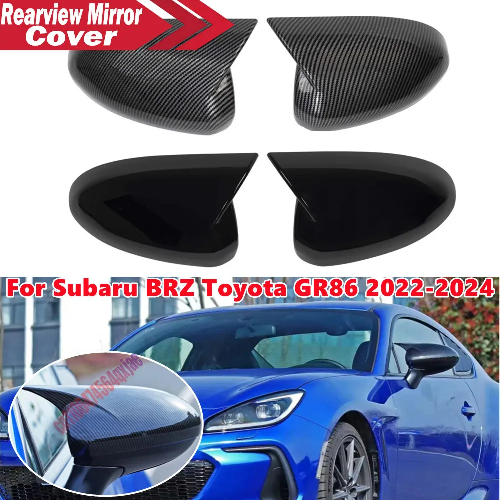 For Subaru BRZ For Toyota GR86 2022-2024 Exterior Door Housing Trim Adhesive Sticker ABS Rearview Side Mirror Cover Wing Cap