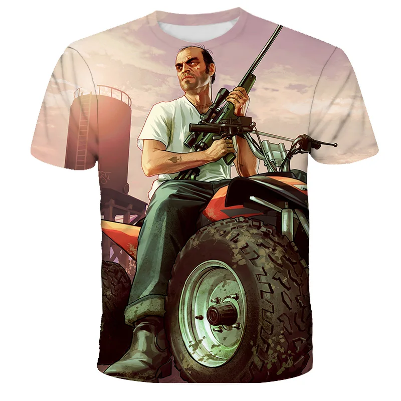 Grand Theft Auto Game GTA 5 Summer Children\'s clothing 3D Print Kids T Shirt Fashion Casual Cartoons T-shirt Boy Girl Tops