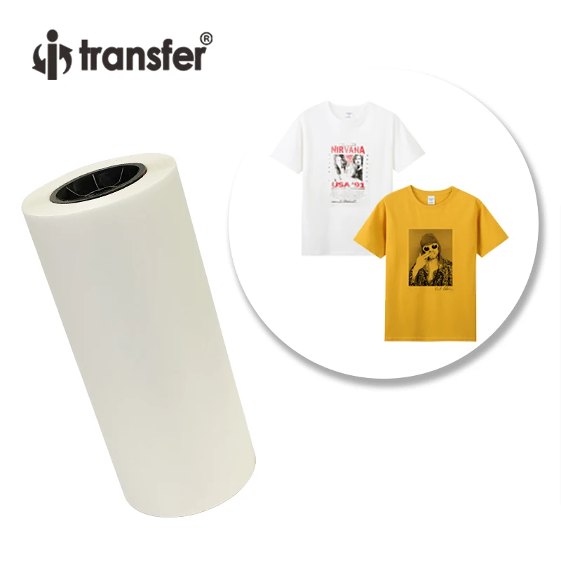 Imagem -03 - Hot Peel-dtf Roll Film Único Lado Peeling Frio Fosco Transferência de Calor Filme de Impressão Brilhante Camiseta 33cm x 100m