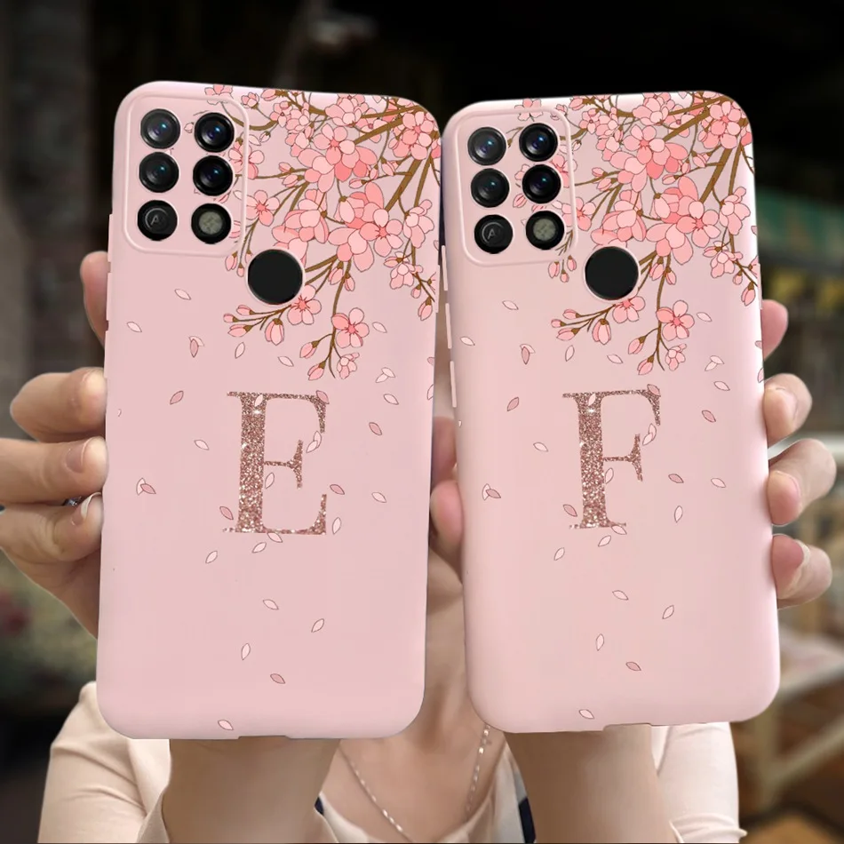 Fashion Initial Letter Case For Tecno Pova 2020 LD7 LD7j Pova2 Pova3 Soft Silicone Cover Cases For Tecno Pova 2 3 LE7 LE7n LF7n