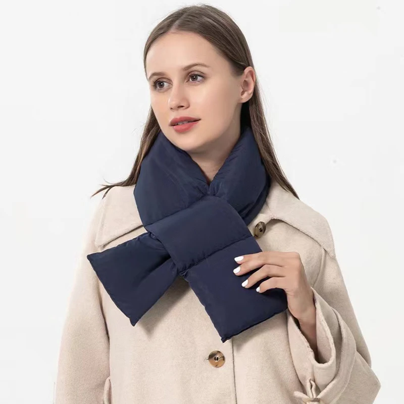 Bufanda acolchada de algodón cálida para invierno, bufanda impermeable para nieve y exteriores, pañuelo térmico para mujer, chal para el cuello