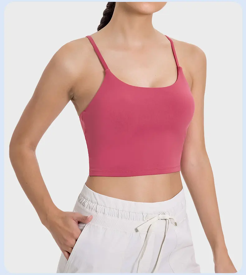 New women's camisole yoga vest, skin friendly and beautiful back, with elastic built-in chest pad, fitness and sports vest