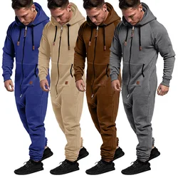 New Custom 3D Full Design Jumpsuit Pajamas Long-sleeved sports pants solid color splicing casual sweater men's zipper hoodie