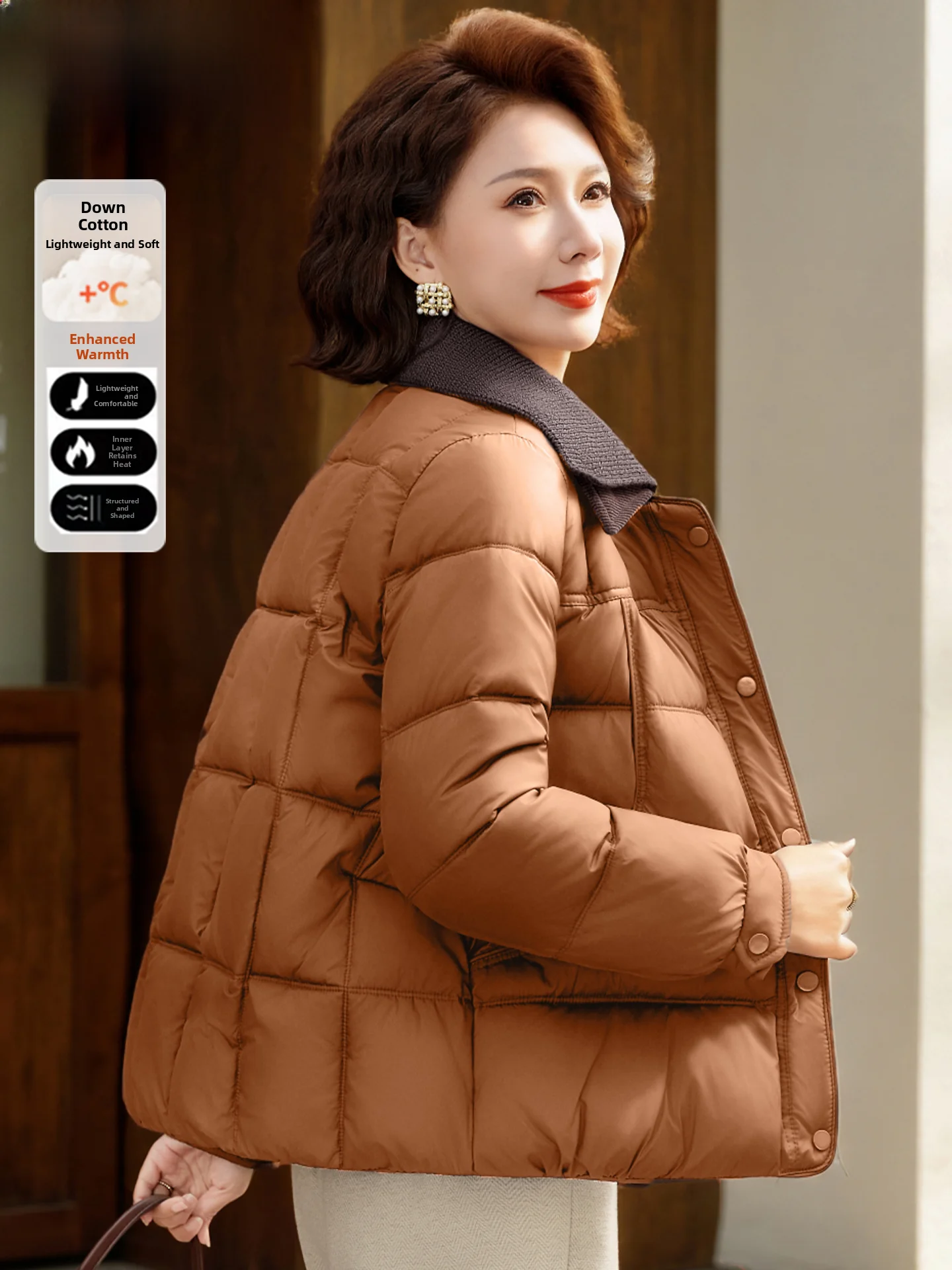 

Faionable ort down Cotton Jaet Women's Autumn Winter Coat Breathable Warm Lightweight Stand Fit Korean Sle for Mid...