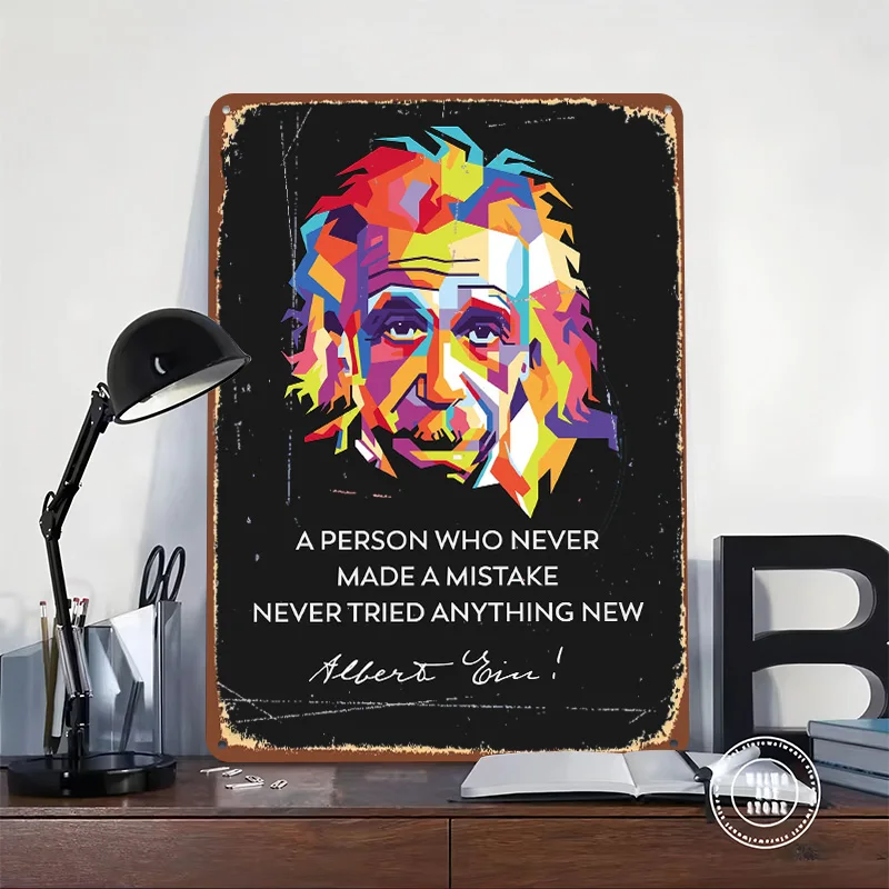Einstein Quotes WPAP Printed Poster Customized Retro Wall Art Vintage Metal Tin Signs for Home Living Room Decorations Wand Deko