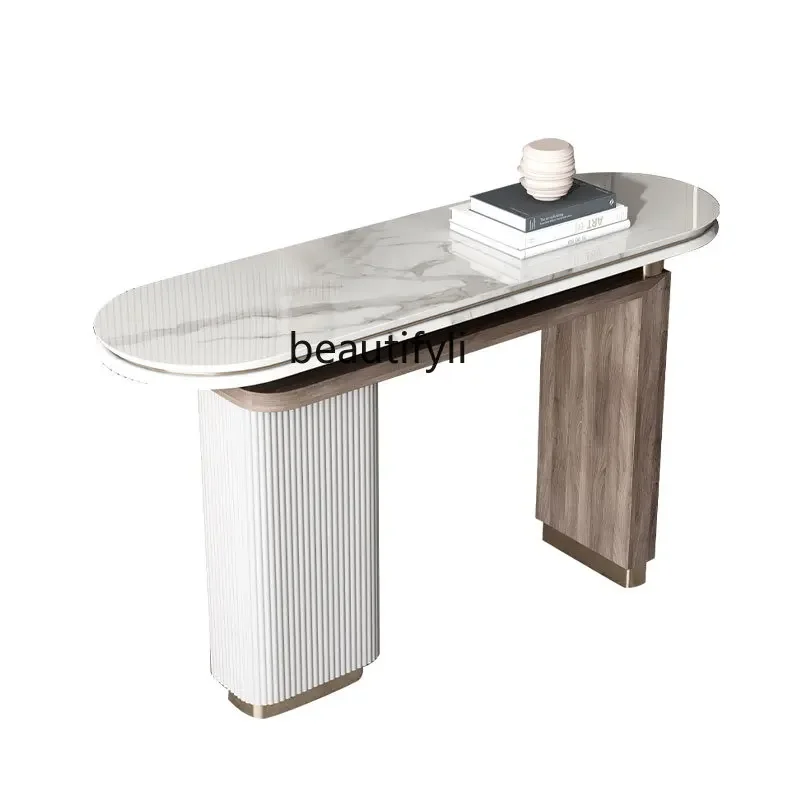 

l Italian Minimalist Style Stone Plate Console Modern Marble Entry Entrance Cabinet Affordable Luxury Style