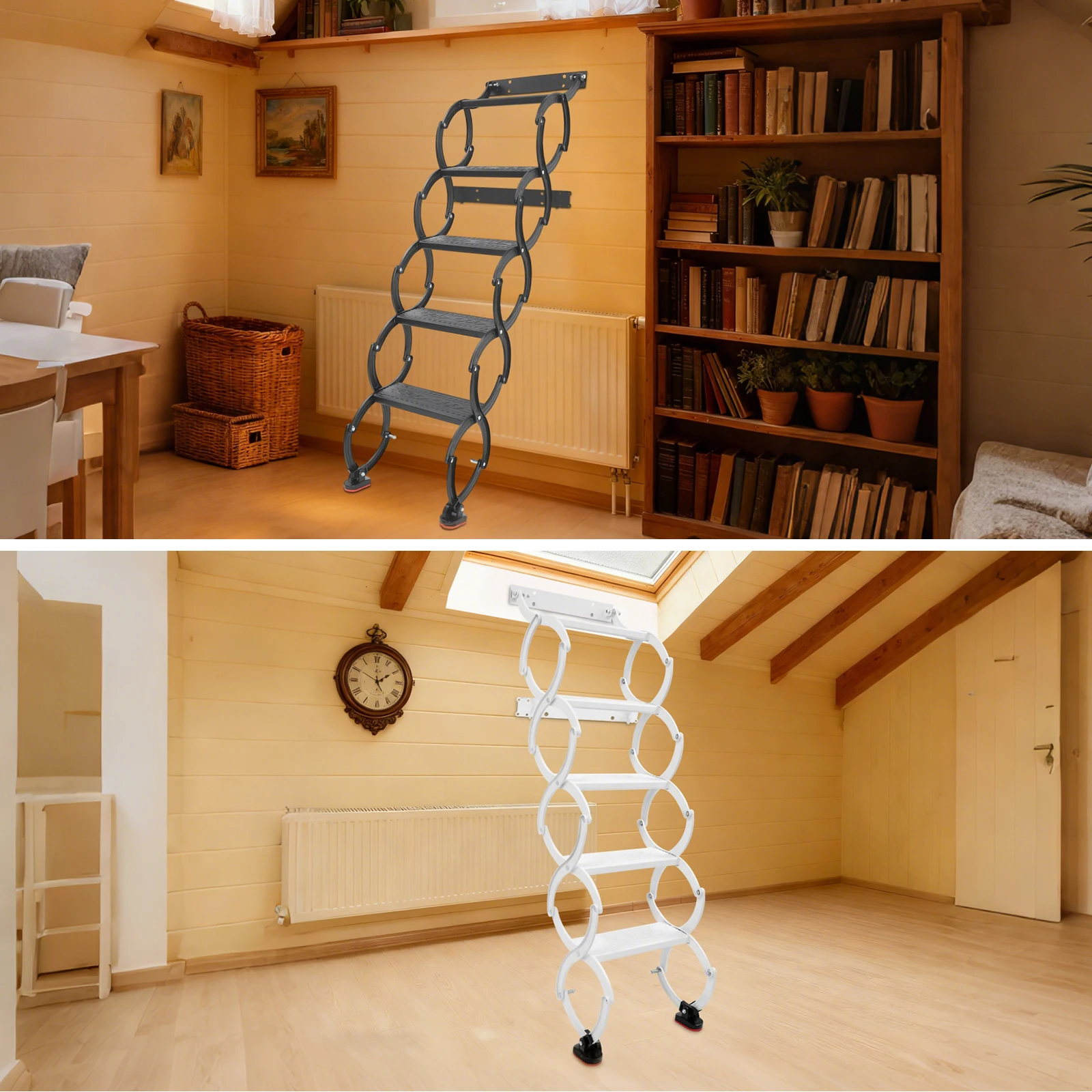 

5-ступенчатая выдвижная лестница, складная настенная стремянка, выдвижная лестница для гаража, подвала, склада, лестничной клетки, чердака