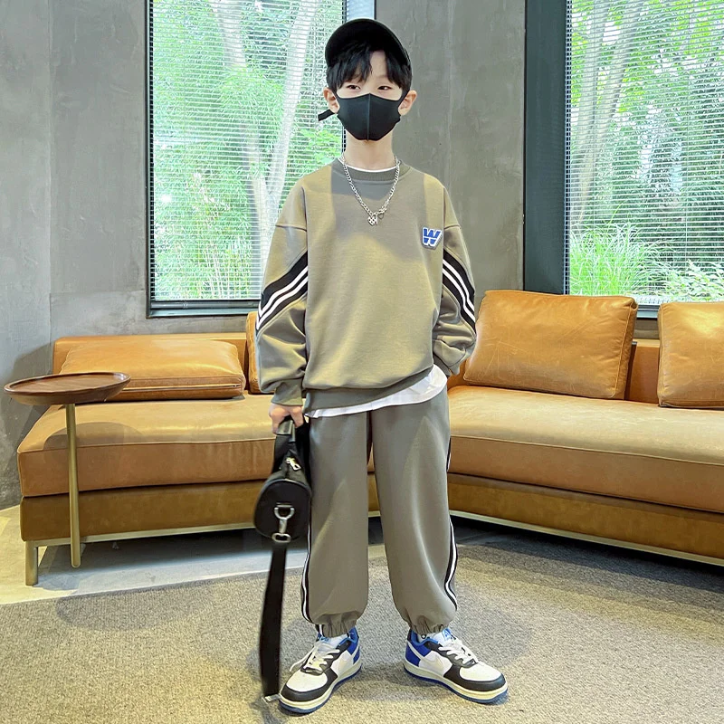 Children Sportswear Sets 2024 New Fashion Kids Suits Spring Autumn Boys Casual Pullovers Outfits Teenager Sports Top+Pants 2Pcs