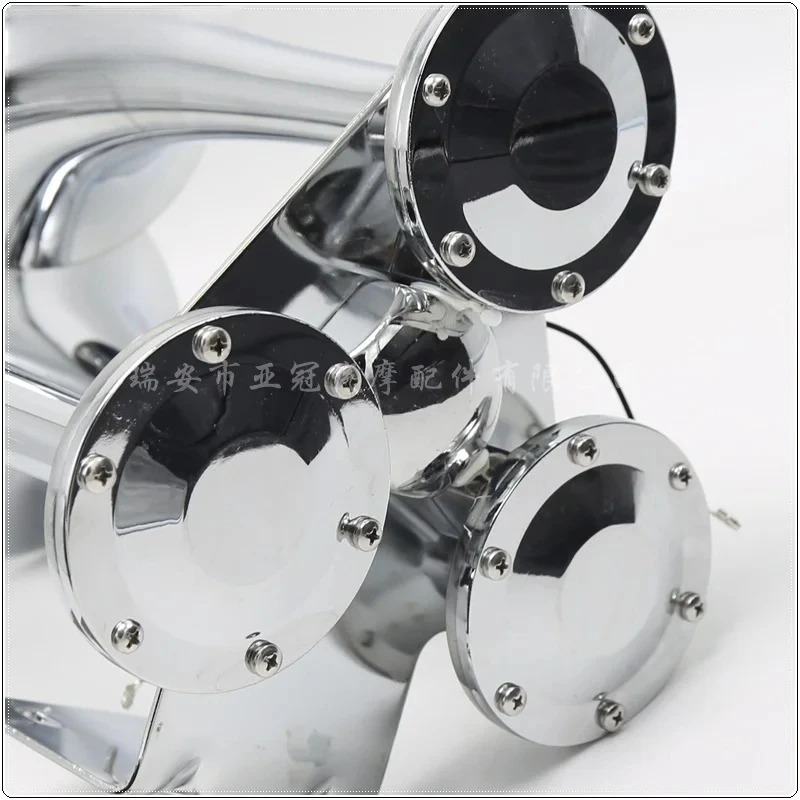 العقلية الفضة مطلي بالكروم ثلاثة أنابيب ميلودي الموسيقية شاحنة ضغط الهواء القرن لقارب مزدوج النغمة AS095