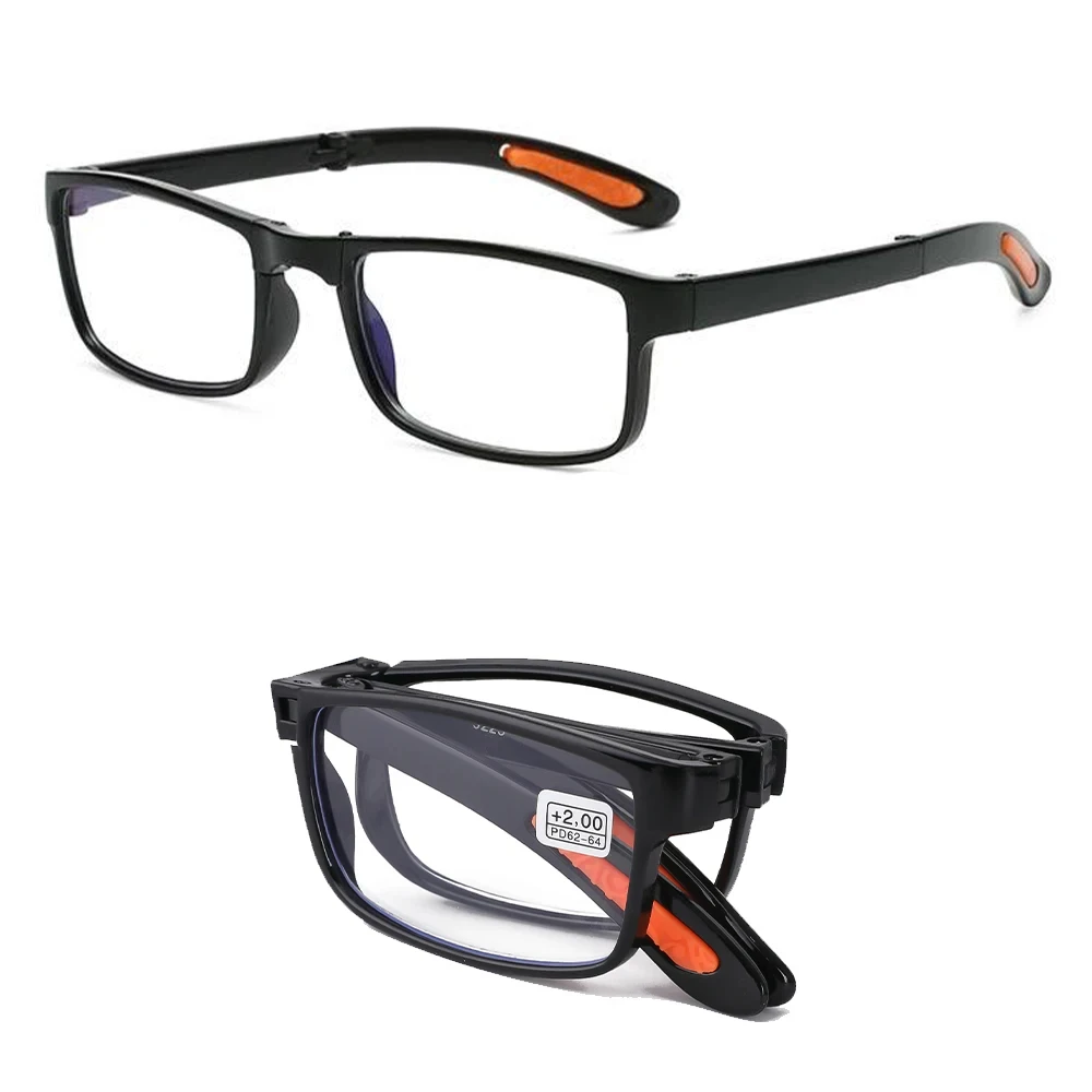 Classical Reading Glasses for Men Folding Eyeglasses Anti Blue Light Flexible Material for Comfortable Wearing Convenient Carry