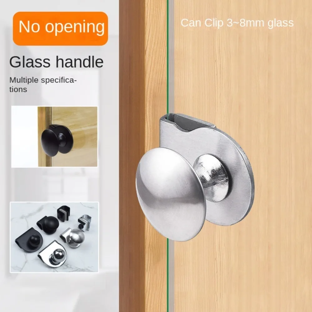 2PCS New Metal Glass Door Handle Knob Hardware Door Clips Replacement No Drilling Cabinet Drawer Pull Showcase