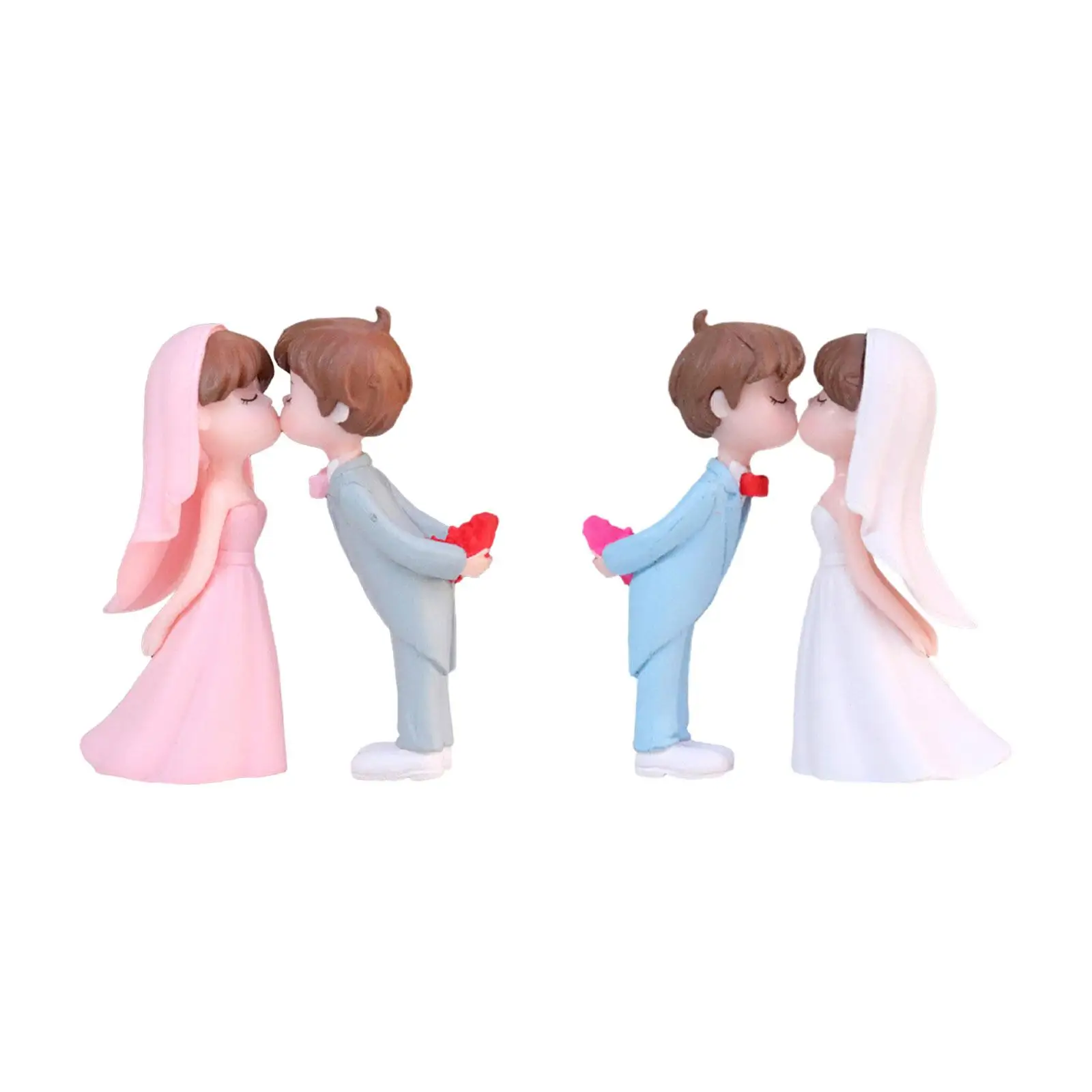 Wedding Cake Toppers Wedding Cake Dolls Realistic Sandtable Decoration Bride and Groom Kissing Figurines for Crafts Projects