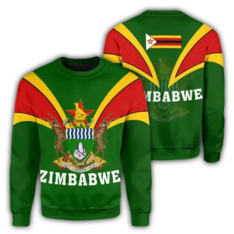 Zimbabwe Flag Map Graphic Sweatshirts For Men Clothes Fashion Women Sweater Casual Male Streetwear Autumn Pullover Boy Tracksuit