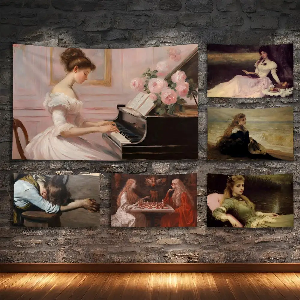 

Mediaeval Female Retro Nordic Tapestry Custom Living Bedroom Party Dormitory Interior Wall Bohemian Decoration Attached Clip