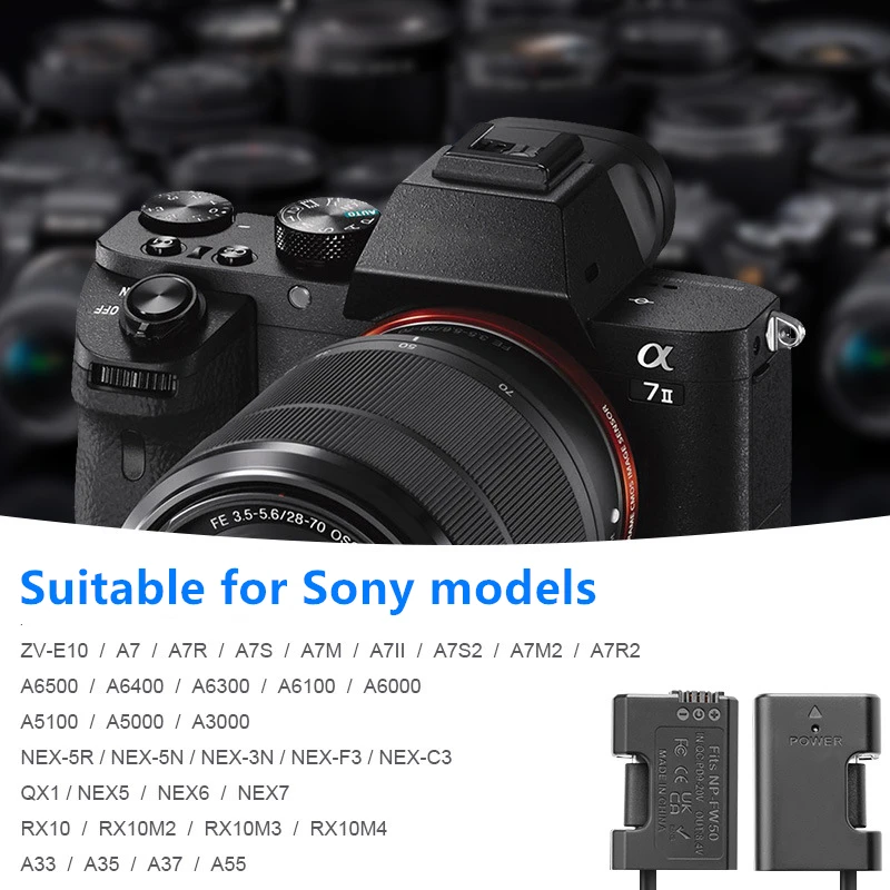 USB Type-C NP-FW50 Dummy Battery For Sony A6500 A6300 A6000 a7 a72 a7s a7r A6400 A6100 RX10 A33 A35 A37 Cameras