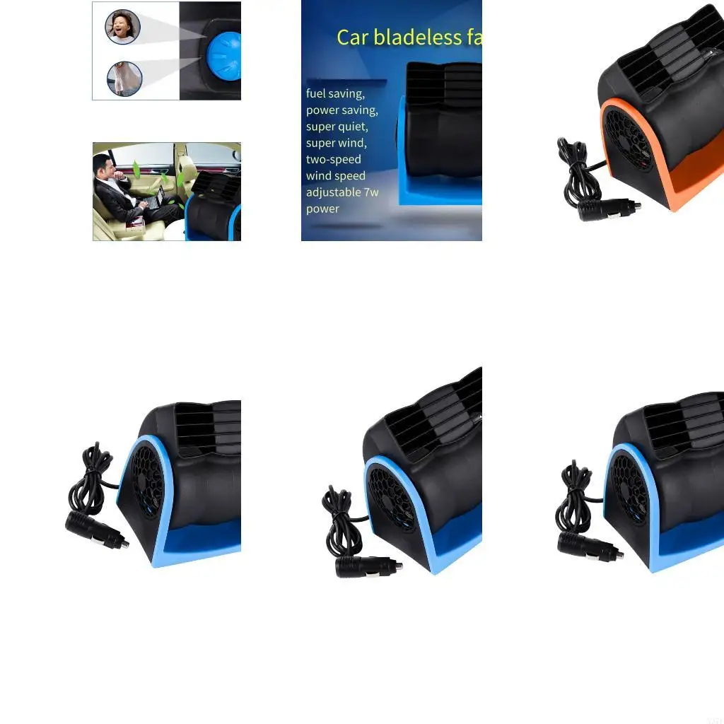 Low Noise Car Air Circulation Fan, 12V/24V Adjustable 2 Speed Vehicle Cooling Fan for Waiting Use and Short Drives X37F