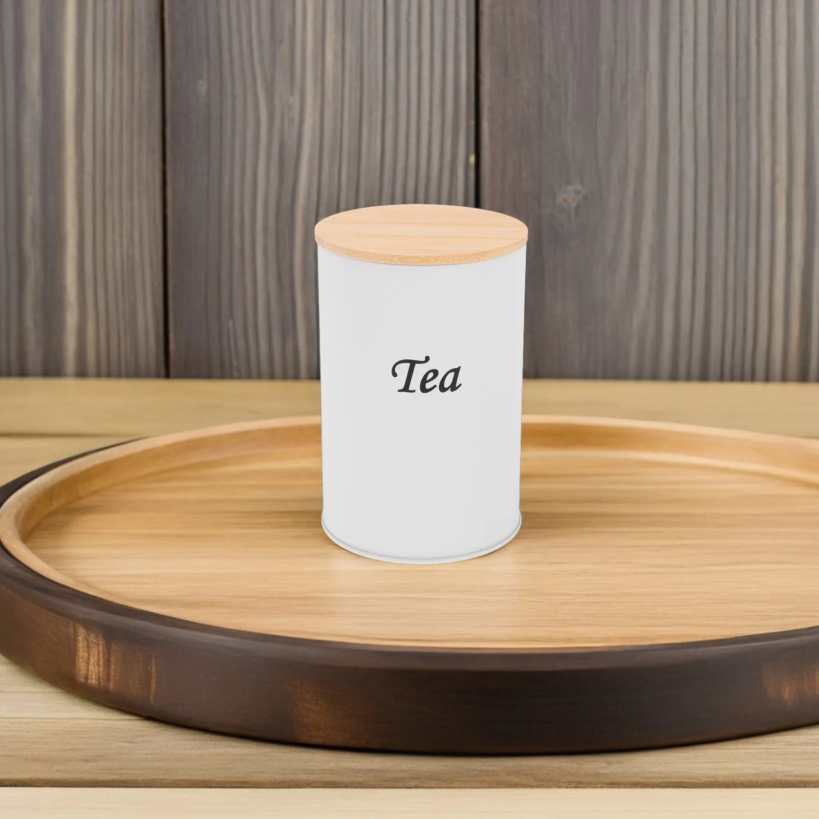 

3Pcs Airtight Canisters Round Bamboo Lid Galvanized Metal Coffee Tea Sugar Storage Jars Kitchen Pantry Decorative Containers