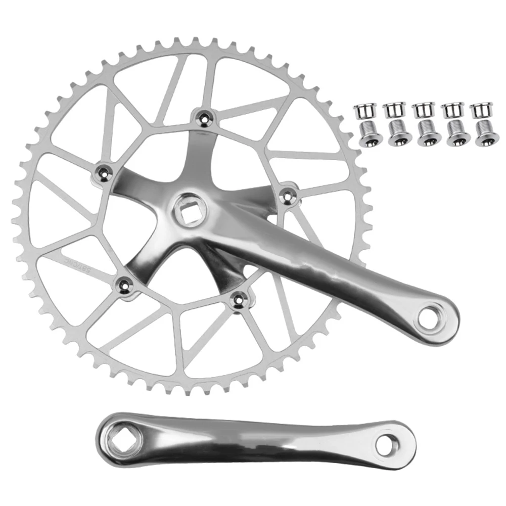 Bicycle Crankset Ultralight Hollow 130BCD 50T Silver Color Crankset Chainring For Folding Bike 170mm Cycling Accessories