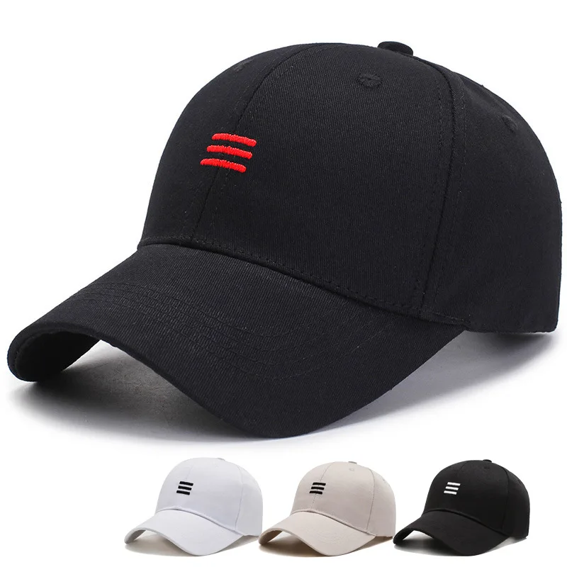 2024 Hat trendy simple three horizontal bars embroidered Summer Baseball Men Women's fashion leisure sunshade Cap