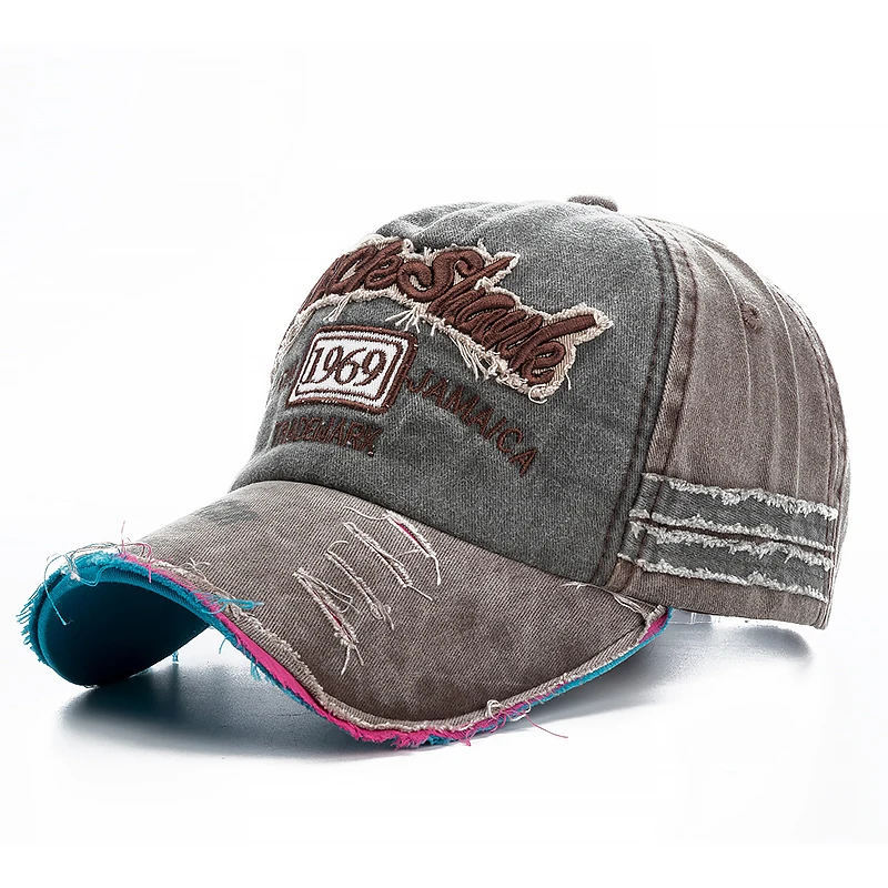 2026 High Quality Washed Cowboy Letters Cotton Cap for Men Women Adjustable Outdoor Sun Protection Hat Rock Shark Baseball Caps