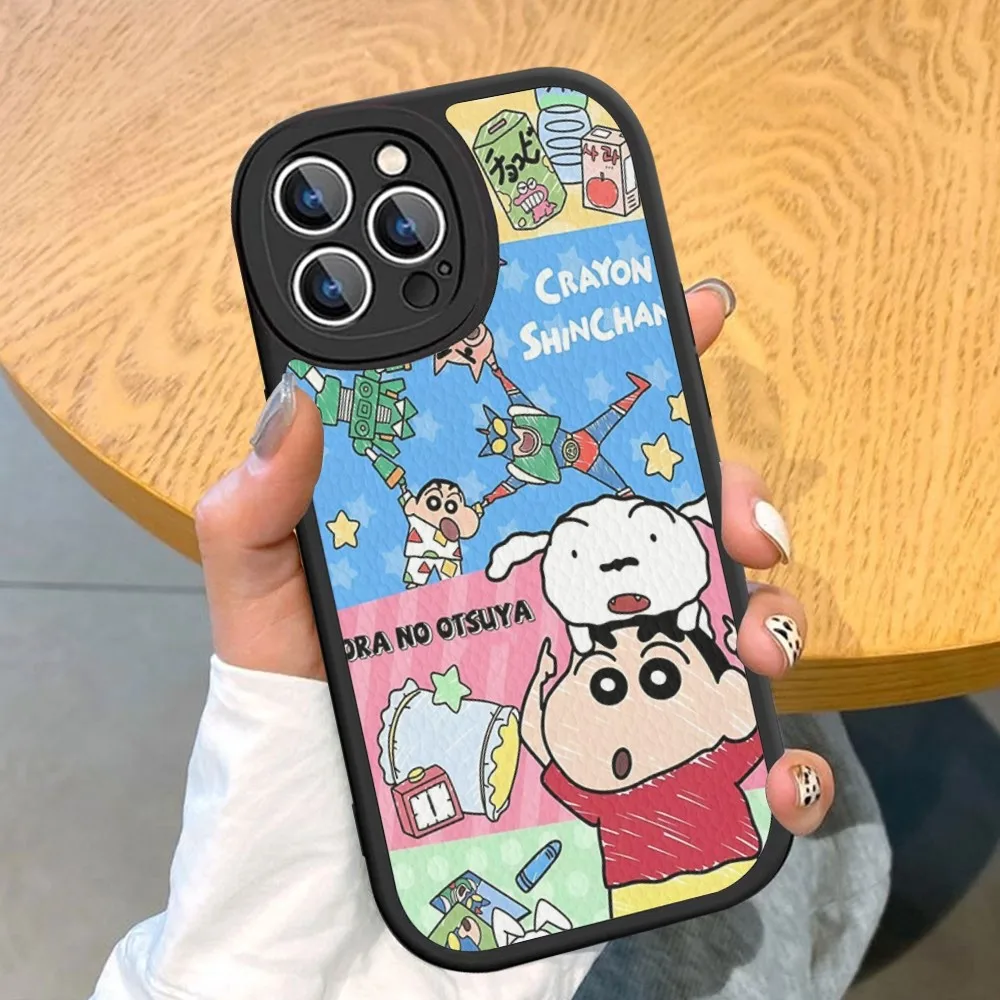 C-Crayon S-Shin-chan Phone Case Hard Leather For iPhone 14 13 12 Mini 11 14 Pro Max Xs X Xr 7 8 Plus Fundas