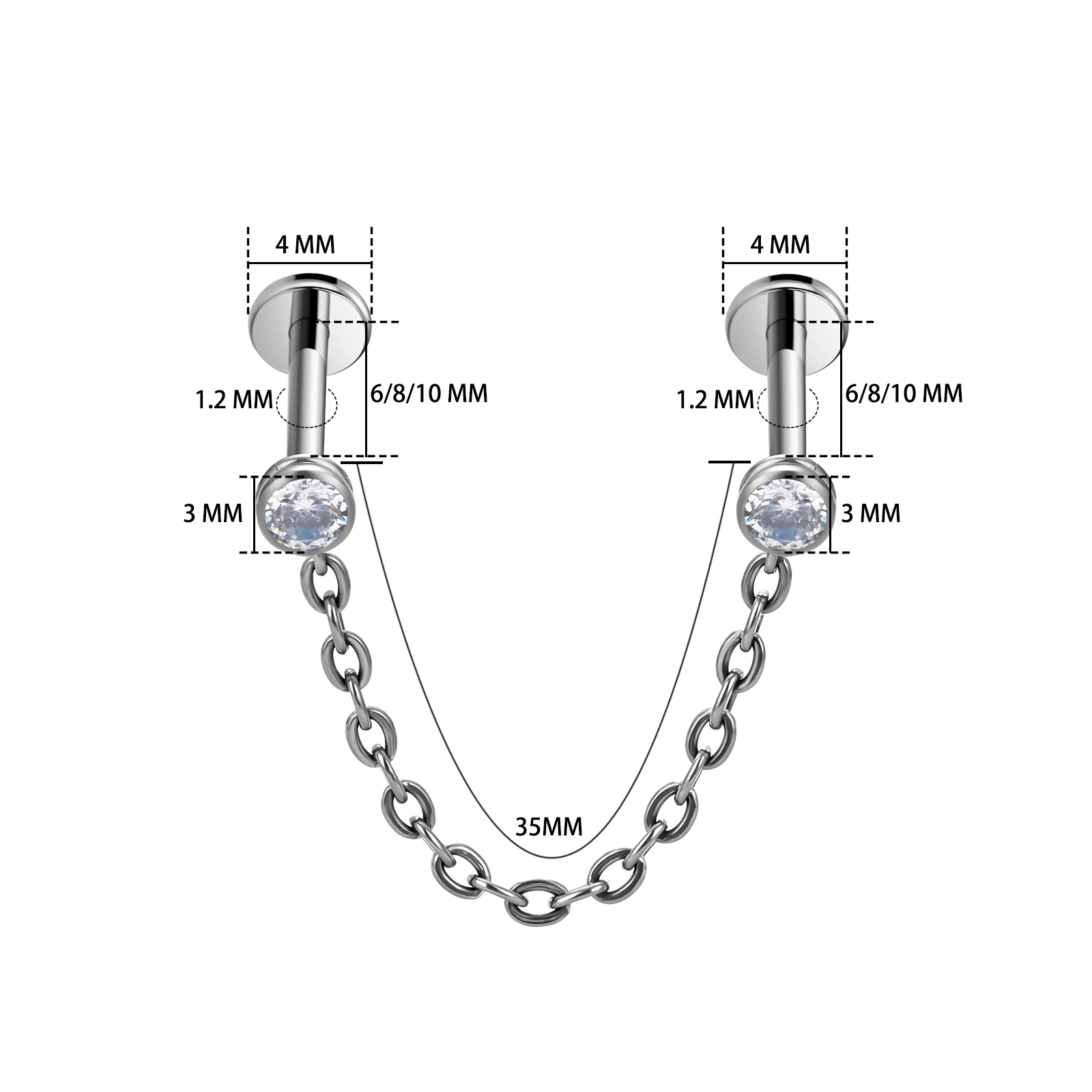 G23ห่วงโซ่ไทเทเนียม CZ แบบ DIY ห่วงโซ่ giwang hidung บานพับ labret Lip SLING Punk Style Nose เครื่องประดับเจาะผู้หญิง