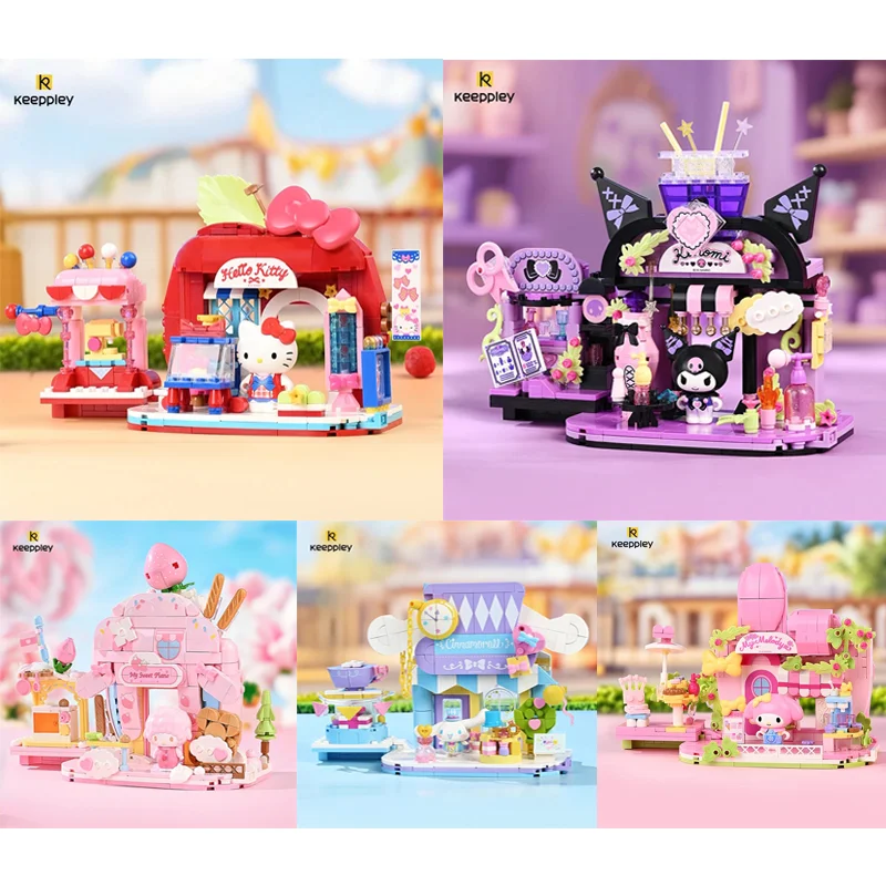 

Keeppley Sanrio Building Blocks Kuromi Melody Gemini Cartoon Street View Decoration Model Children's Toys Girl birthday Gifts