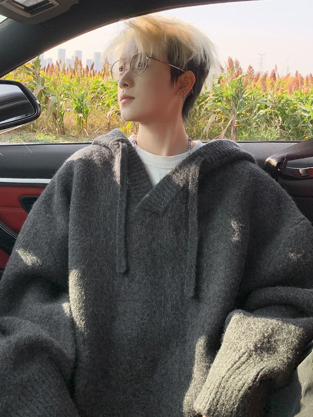 

ay Hooded Sweater Men's Autumn Winter New Sle Haome Lazy Loose Thi Overhead Couple Knittedwear Coat Casual Warmth