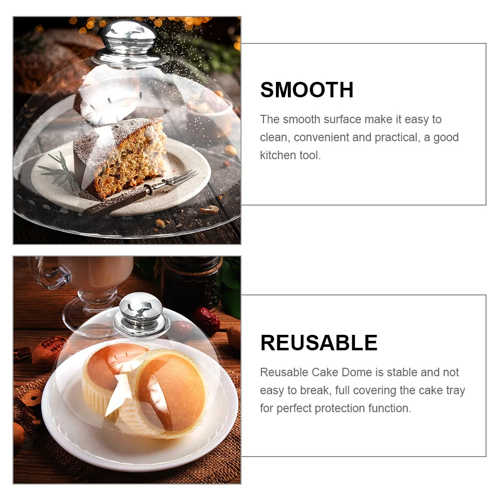 

2Pcs Clear Cake Dome Transparent Food Covers Plastic Snack Tray Protection Food Preservation Dome for Kitchen Cake Covers