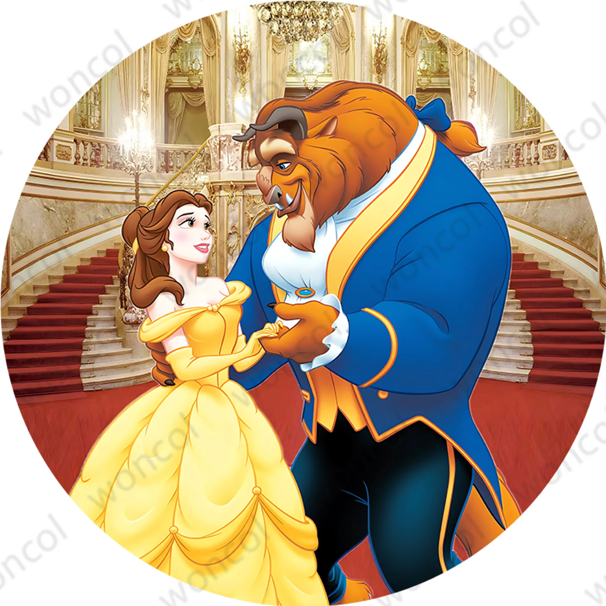 Beauty And The Beast Round Backdrop Girl Birthday Baby Shower Backdrop Disney Circle Cylinder Cover Photo Booth Prop