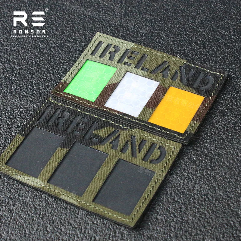 Irish DPM Camouflage Flag Patch Laser Cut Reflective NIR IRR Patches for Tactical Gear Equipment Customize Colors and Sizes