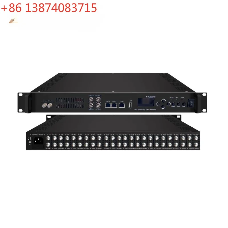 3394C-V3 24-IN-1 Mux Scrambling QAM Modulator 24 Port Tuner DVBS2 Input to IP and RF Output with Scrambling 16 Carriers