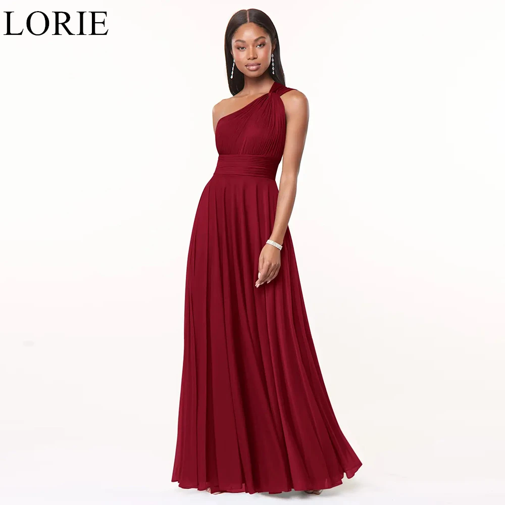 

LORIE Elegant Burgundy Satin Bridesmaid Dresses One Shoulder Draped A-Line Pleated 2025 Chic Wedding Party Prom Gowns Customized