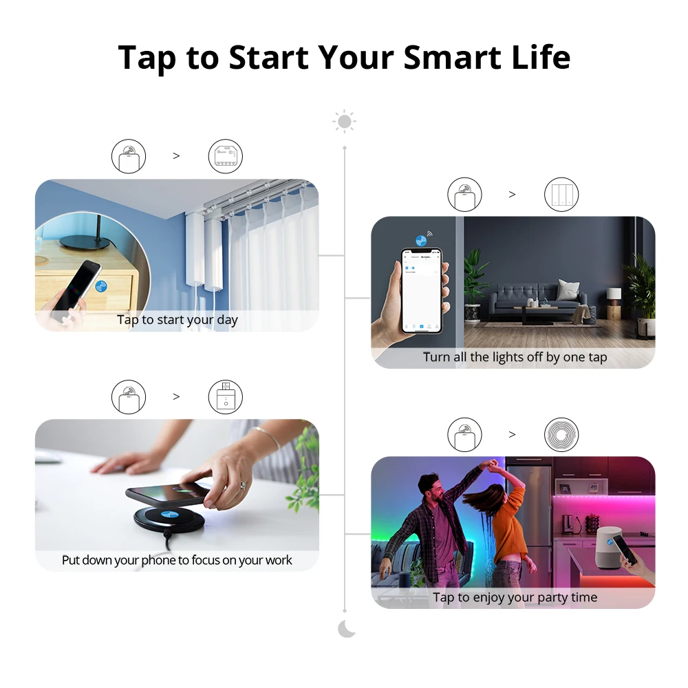SONOFF NFC Tag Ntag215 Sticker 13.56MHz Universal Label 18mm Ultralight Tags Automation Shortcuts Tap to Trigger Smart Scene
