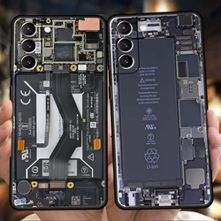 Inside Circuit Board Phone Case for Samsung Galaxy S24 S23 S22 S20 S21 FE Ultra S10 S10E S9 S8 Plus 5G Silicone Soft Cover Capas