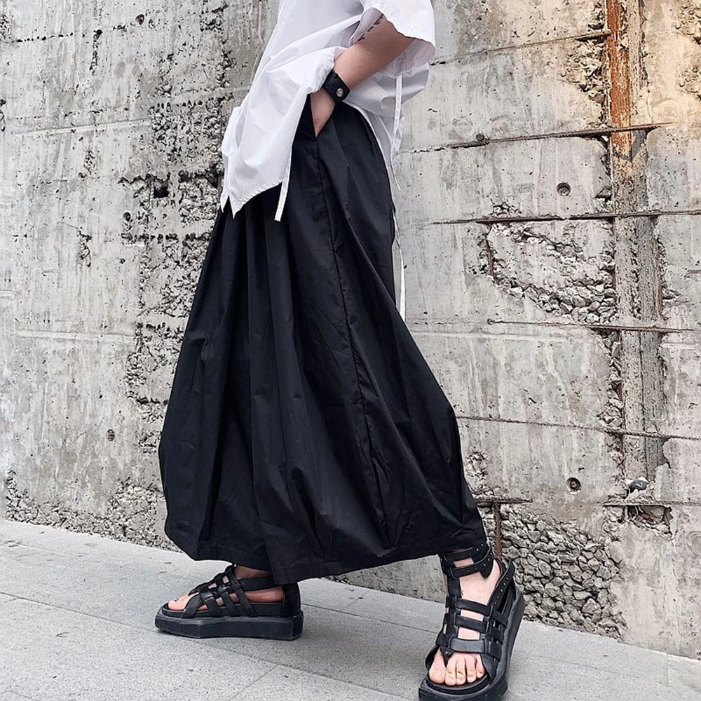 

XS-5XL Men's Solid Color Wide Leg Culottes Unisex American Retro Fashion Trend Simple Loose Casual Breathable Men's Bottoms