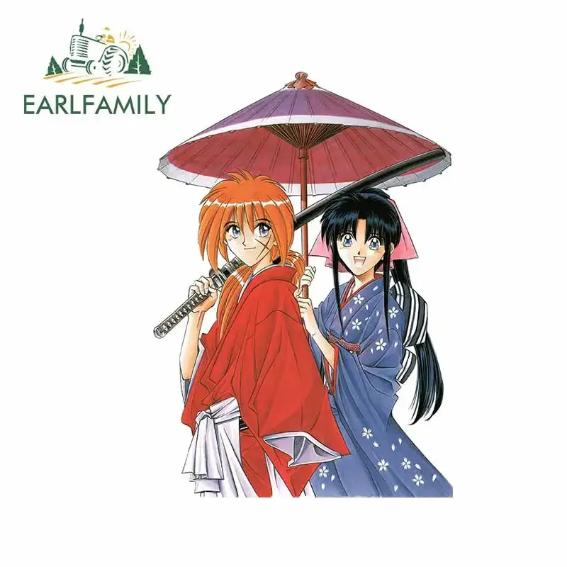 EARLFAMILY Kenshin Kaoru Matching Decal Windshield Laptop Anime Car Stickers Happiness Cartoon Occlusion Scratch JDM Decoration