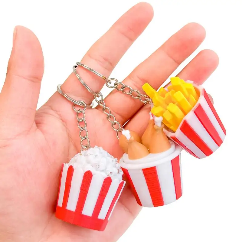Funny Fried Chicken Fries Key Chain Keyboard Stress Relief Fidget Button Keycap Fidget Clicker Keyboard Keychain Finger Toys