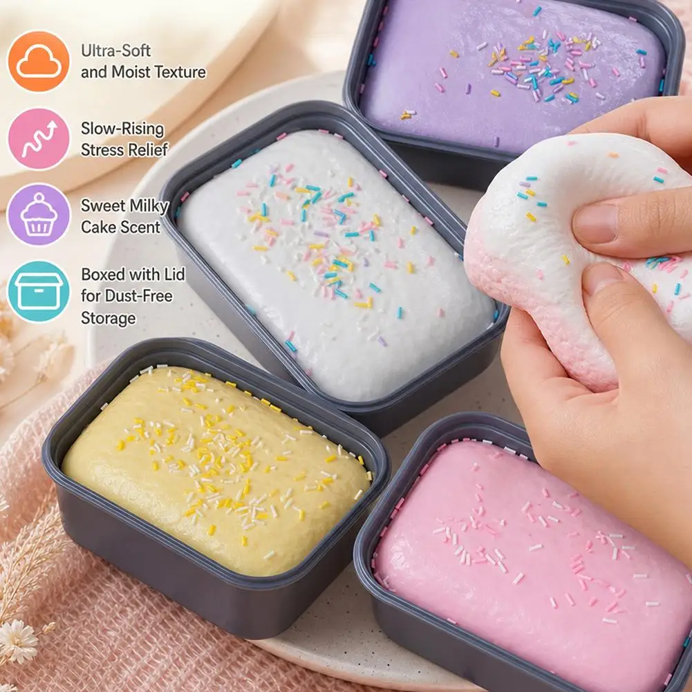 Squishy Sticky Box Cake Ornament Sensory Fidget Squishy Box Cake Squishy Slow Rising Squishy Anti Stress Ball Desk Accessiories