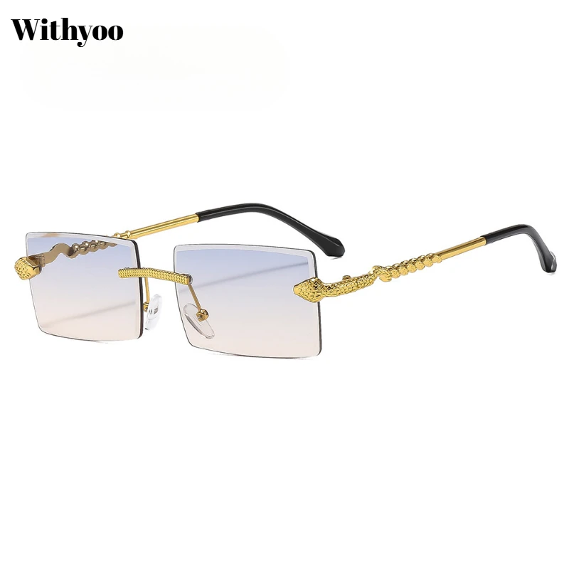 Withyoo 2025 Occhiali da sole polarizzati quadrati senza cornice UV400 per uomini e donne Occhiali stile punk con gambe a serpente
