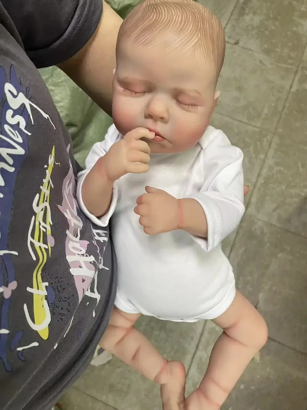 Muñeca Reborn LouLou de 48CM, tacto suave, realista, muñecas artísticas hechas a mano, pintura 3D de piel con venas visibles, Muñeca Reborn