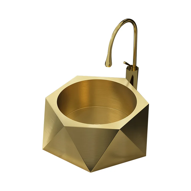 

Light luxury creative stainless steel stage wash basin art basin pool