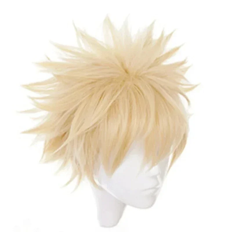 Meu herói academia baku nenhum herói bakugou katsuki bakugo peruca sintética curta linho loira resistente ao calor cosplay traje anime peruca