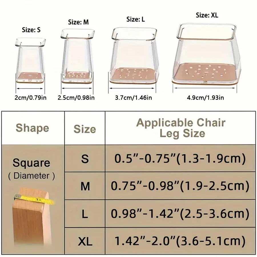 16pcs Square chair leg floor protector, silent chair leg cover, felt mat, sofa leg cover, table foot pad, noise reduction