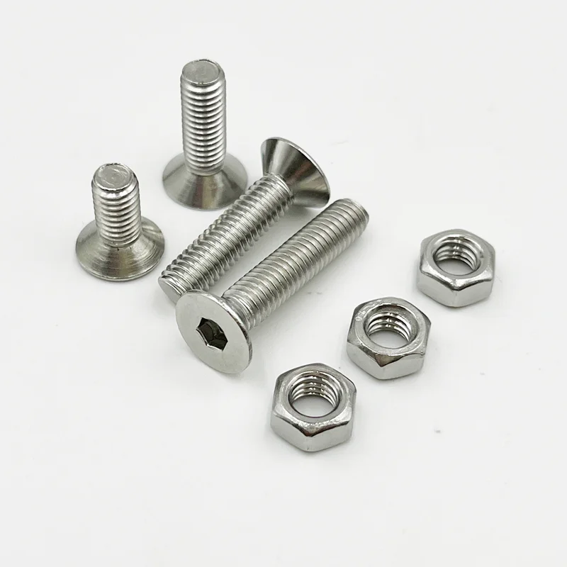 Innensechskantschraube M2 M2,5 M3 M4 M5 M6 DIN7991 Edelstahl 304 Innensechskant Innensechskant Flachsenkkopfschraube und Mutternensatz – Detail 5