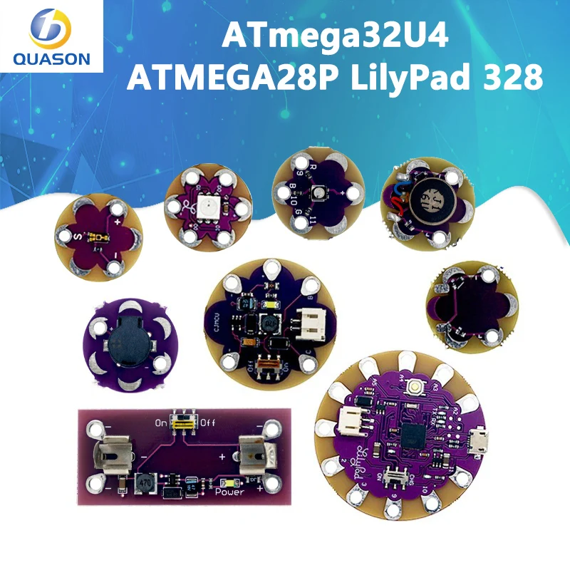 ATmega32U4 ATMEGA328P LilyPad 328 For Arduino DIY Kit Micro USB ATtiny85 LilyTiny Main Board Buzzer WS2812 RGB CR2032 TEMT6000