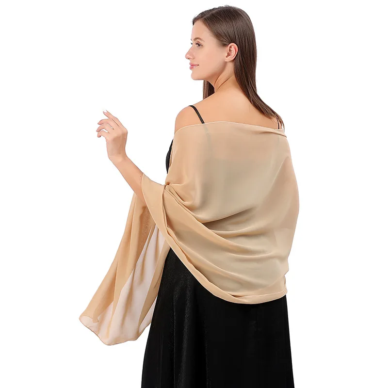 Elegant Women Solid Chiffon Shawls and Wraps for Evening Dresses Bridal Bridesmaid Wedding Boleros Capes Party Decoration Shawl