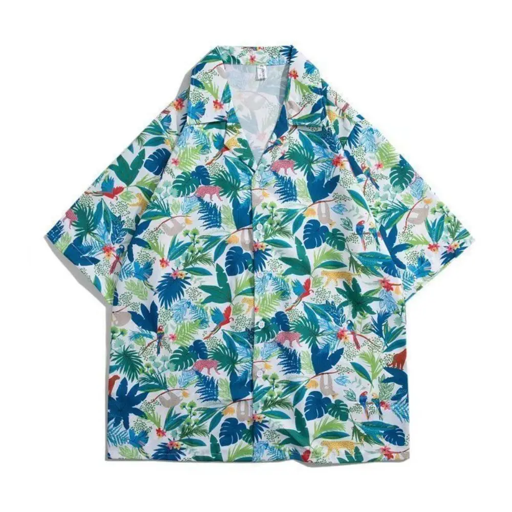 Camicia hawaiana monopetto Vintage Summer Holiday t-Shirt da spiaggia a maniche corte con stampa floreale animale coppia camicia Masquerade