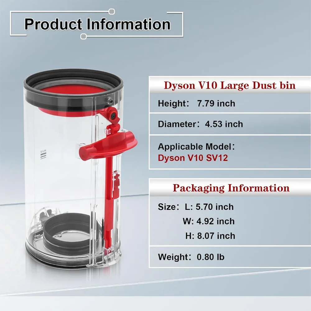 Ведро для пыли подходит для пылесоса Dyson V10 SV12, пылесборника, пылесоса для мусора, можно заменить с аксессуарами